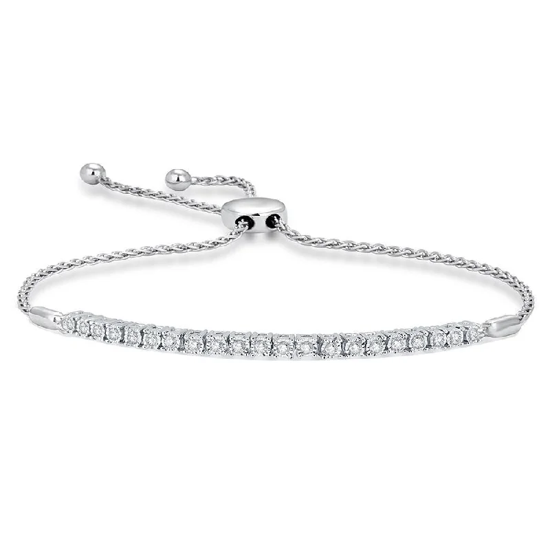 Handcrafted Tennis Bracelets-Sterling Silver 1/4 Ct.Wt. Diamond Bolo Bracelet