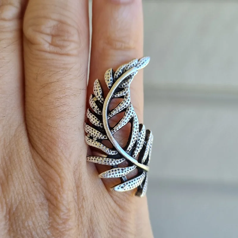 Sapphire Engagement Rings-Anatolian Boho Ring - "Fern Leaf"