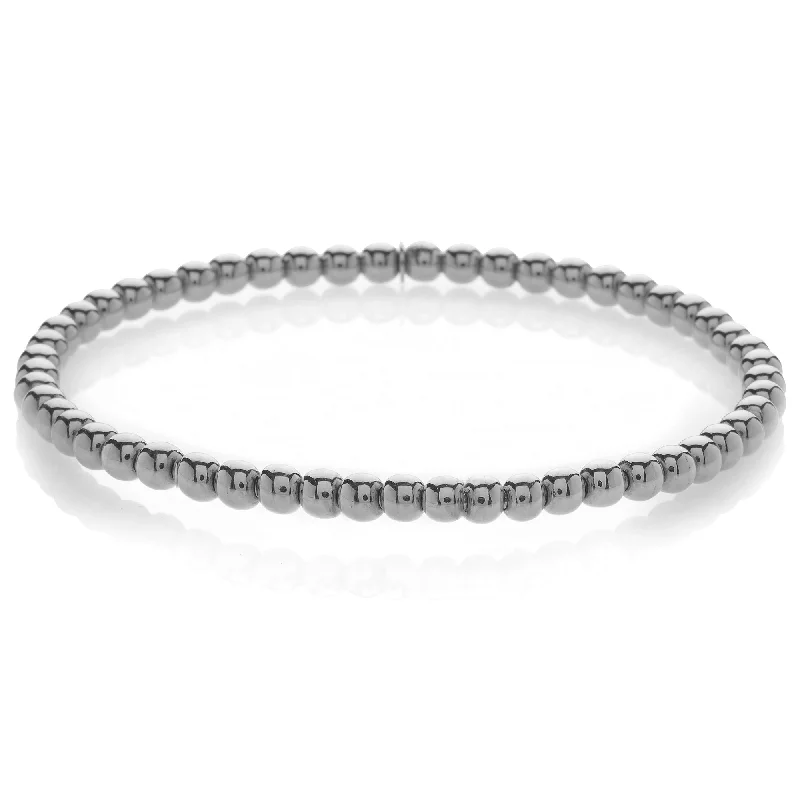 Fashionable Silver Bracelets-Hulchi Belluni Plain 18K White Gold Stretch Stackable Bracelet 20341M-W