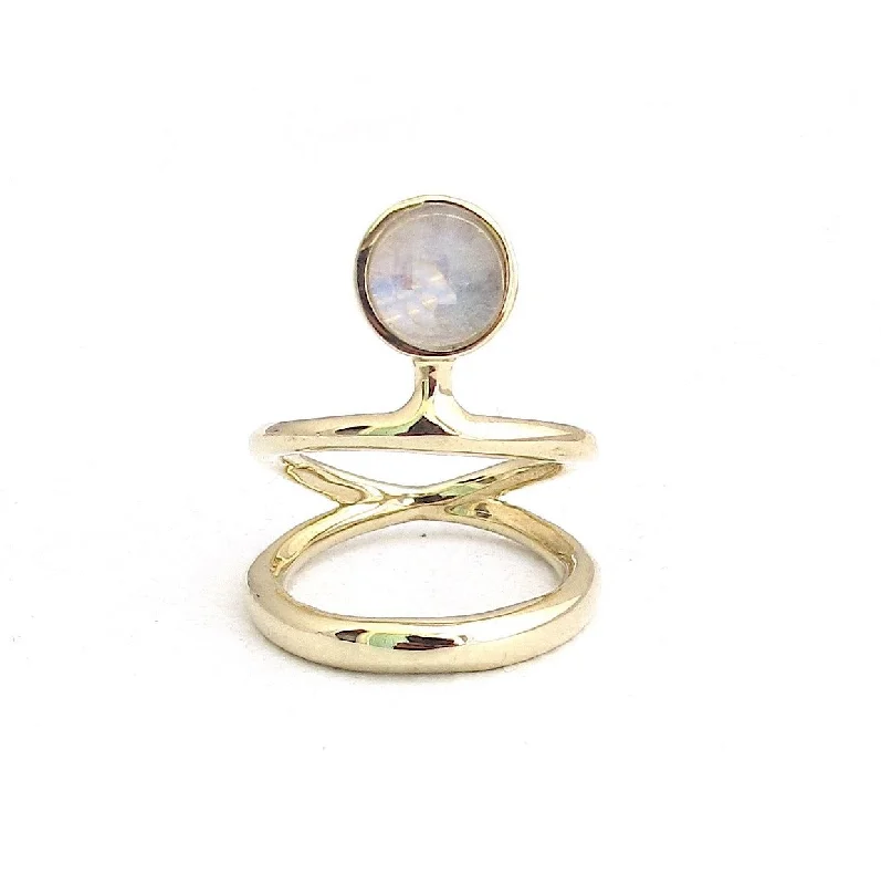 Classic Wedding Ring Sets-Vine Moonstone Dual Band