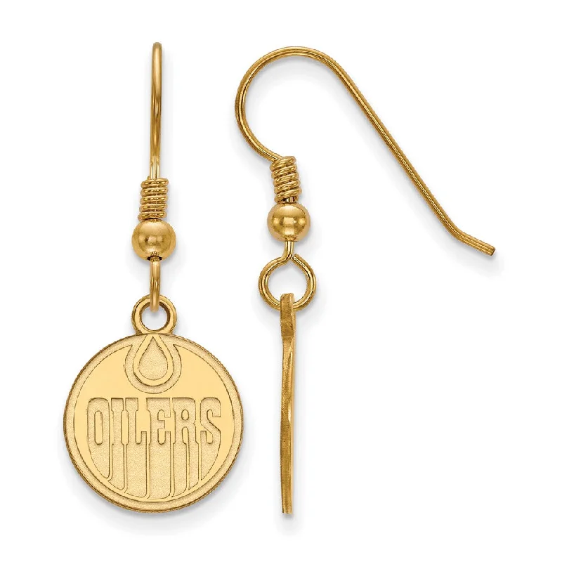 Crystal Stud Earrings-SS 14k Yellow Gold Plated NHL Edmonton Oilers Small Dangle Earrings