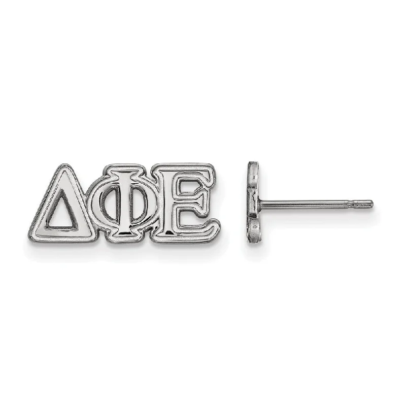 Fashionable Pearl Earrings-Sterling Silver Delta Phi Epsilon XS Greek Post Earrings