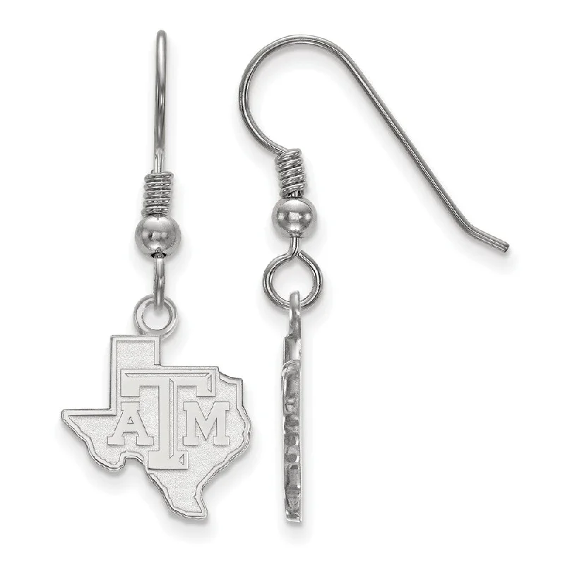 Artistic Earrings-Sterling Silver Texas A&M University Small Logo Dangle Earrings