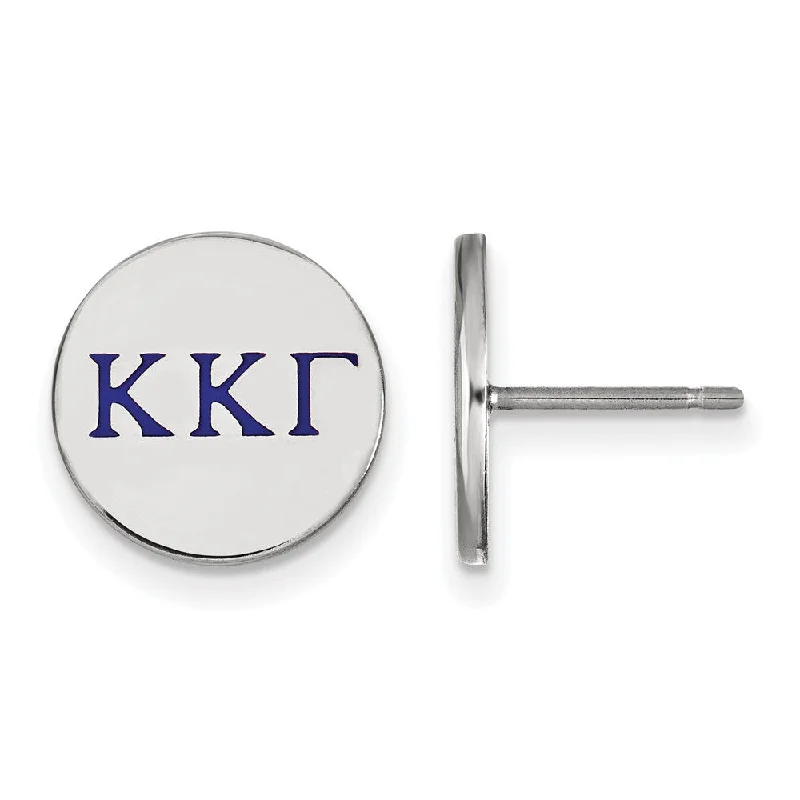 Trendy Pearl Earrings-Sterling Silver Kappa Kappa Gamma Enamel Greek Letters Post Earrings