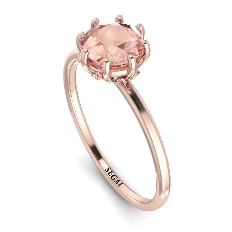 Beautiful Engagement Ring Sets-Classic Morganite Ring With Hidden Stones - Elliana No. 902