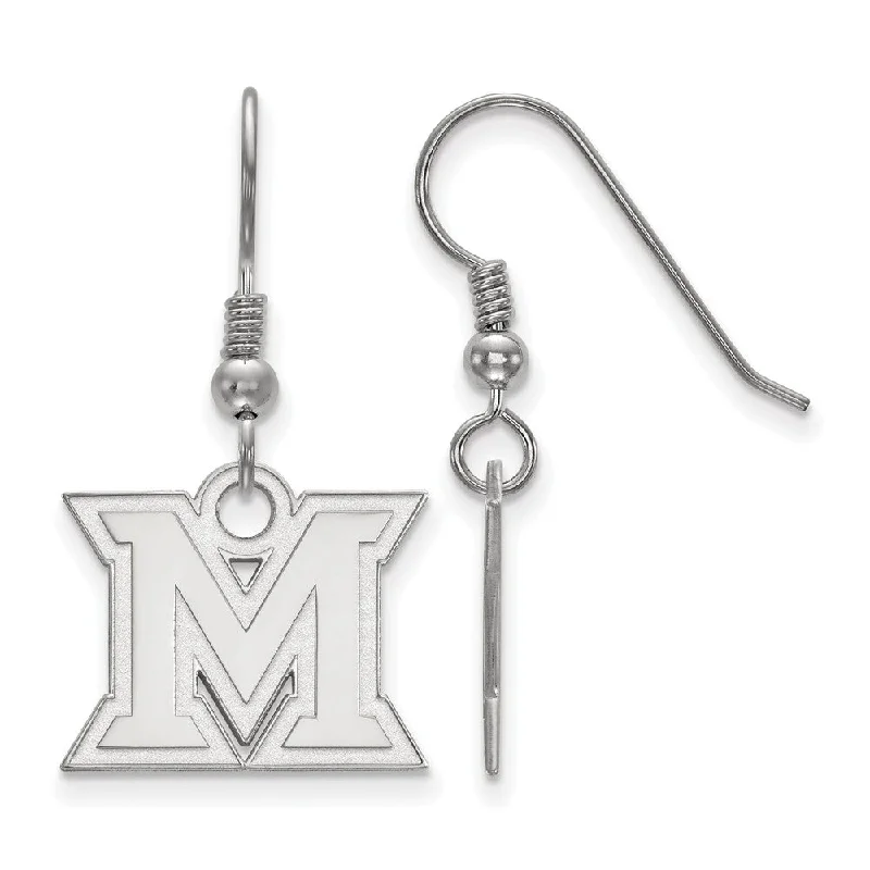 Fashionable Silver Earrings-Sterling Silver Miami University Small Dangle Earrings