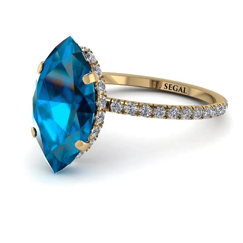 Personalized Wedding Rings-Hidden Halo Marquise Blue Topaz Engagement Ring - Journey No. 501