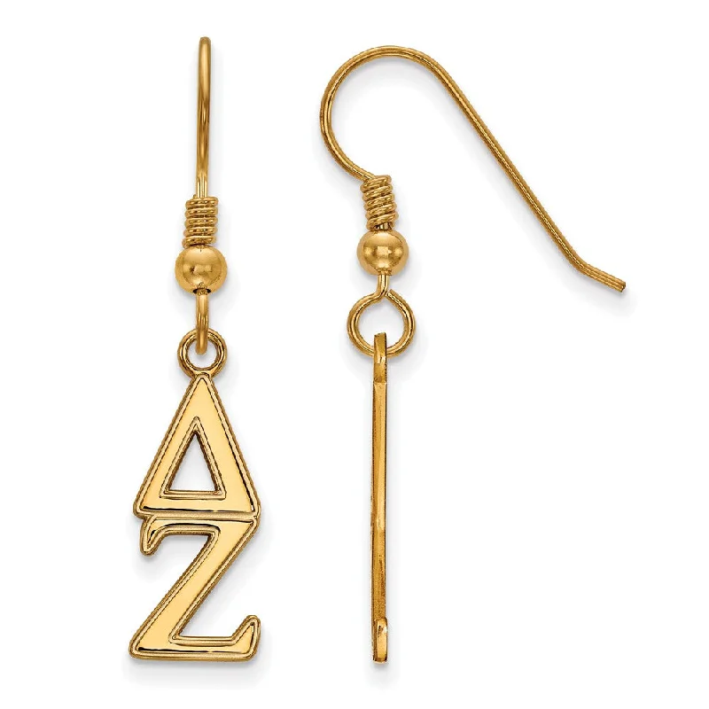 Personalized Stud Earrings-14K Plated Silver Delta Zeta Dangle Small Earrings