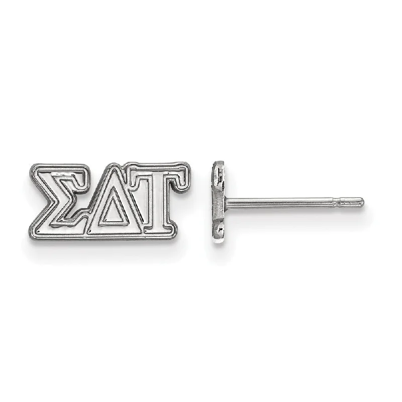 Ethnic Style Earrings-Sterling Silver Sigma Delta Tau XS Greek Letters Post Earrings