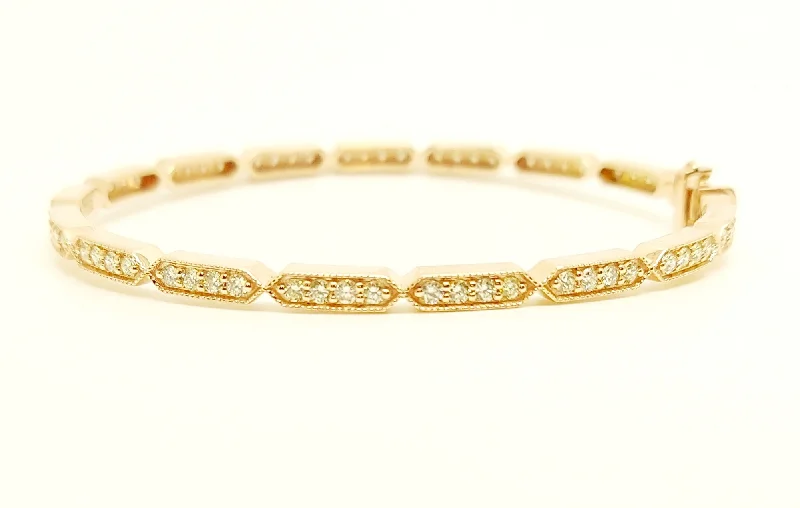 Affordable Gold Bangles-DIAMOND BANGLE IN 14K ROSE GOLD