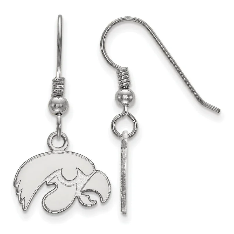 Lightweight Earrings for Women-Sterling Silver University of Iowa XS (Tiny) Dangle Wire Earrings