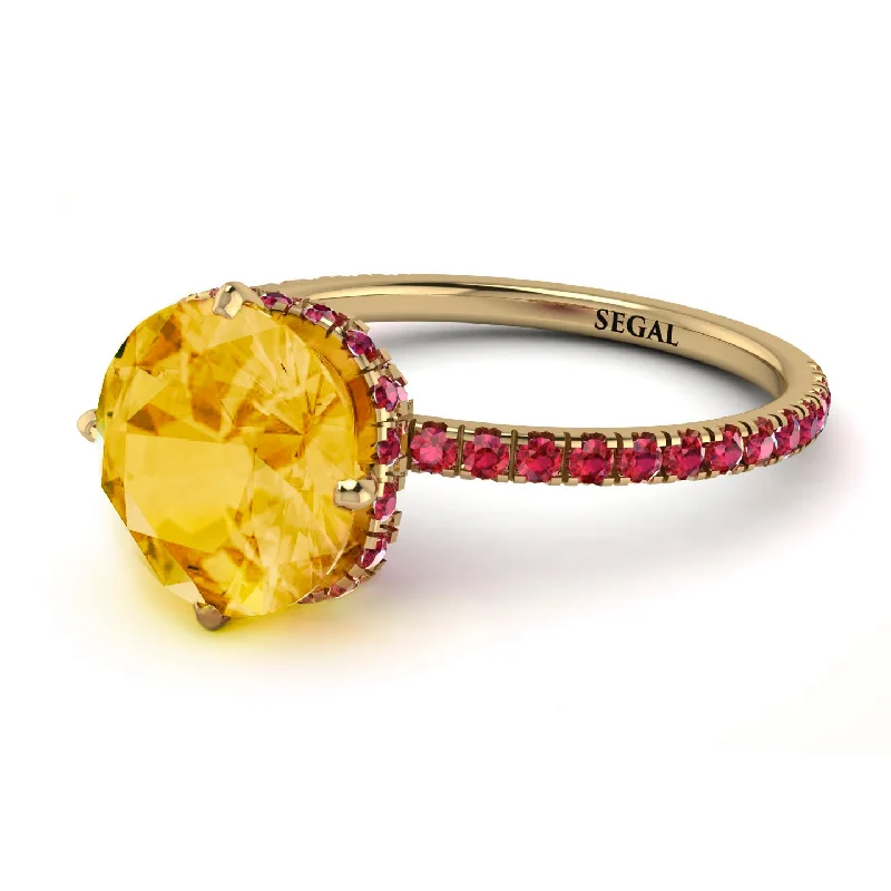 Luxury Bridal Rings-Double Hidden Halo Citrine Engagement Ring - Angelina No. 610