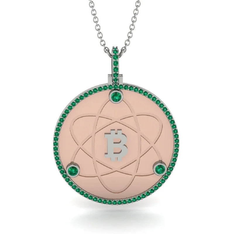 Long Statement Necklaces-Bitcoin Emerald Atom Necklace - Kingston No. 15