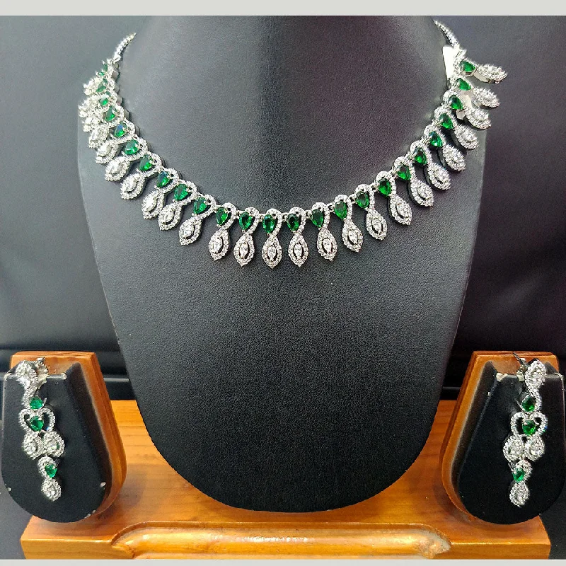 Elegant Dainty Necklaces-Jain Jewellers Silver Plated AD Necklace Set