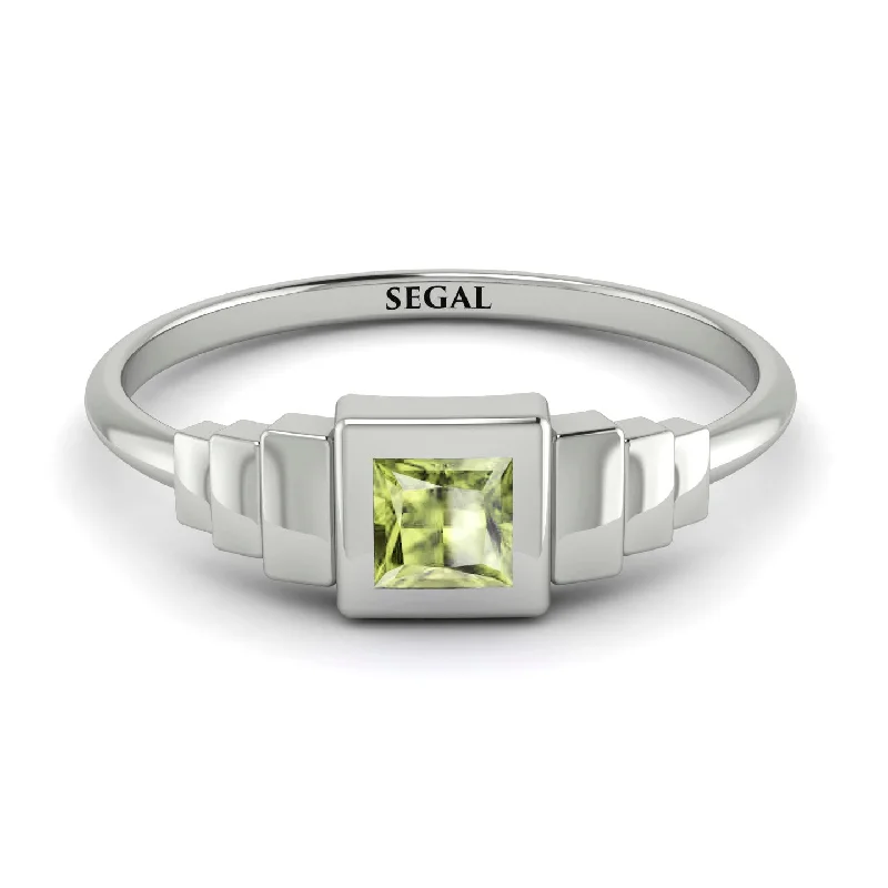 Beautiful Wedding Bands-Geometric Princess Cut Peridot Ring - Everleigh No. 703