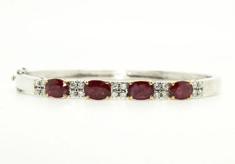 Personalized Silver Bangles-Ruby & Diamond  Bangle / Item code:BNG1