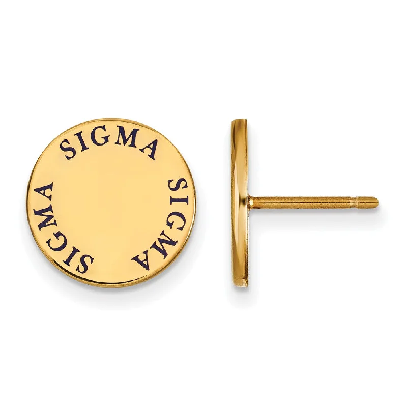 Elegant Dangle Earrings-14K Plated Silver & Enamel Sigma Sigma Sigma Enamel Post Earrings