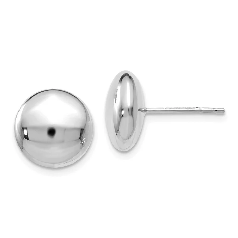 Elegant Drop Earrings-11mm (7/16 Inch) 14k White Gold Polished Button Post Earrings