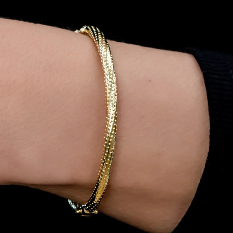 Personalized Gold Wedding Bracelets-Yellow Gold Bangle