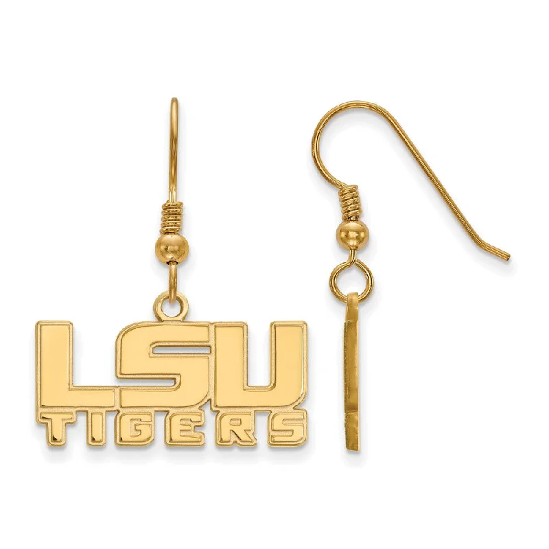 Fine Gold Earrings-14k Gold Plated Silver Louisiana State University Dangle Earring