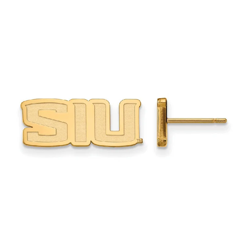 Luxury Stud Earrings-14k Gold Plated Silver Southern Illinois University Post Earrings