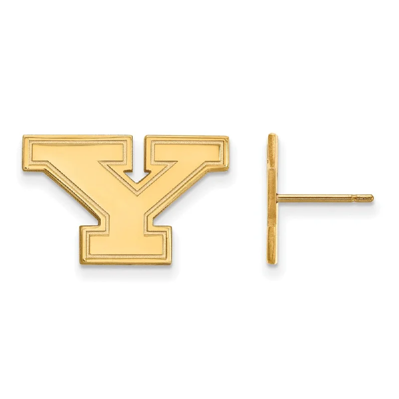 Trendy Ear Cuffs-14k Gold Plated Silver Youngstown State Post Earrings