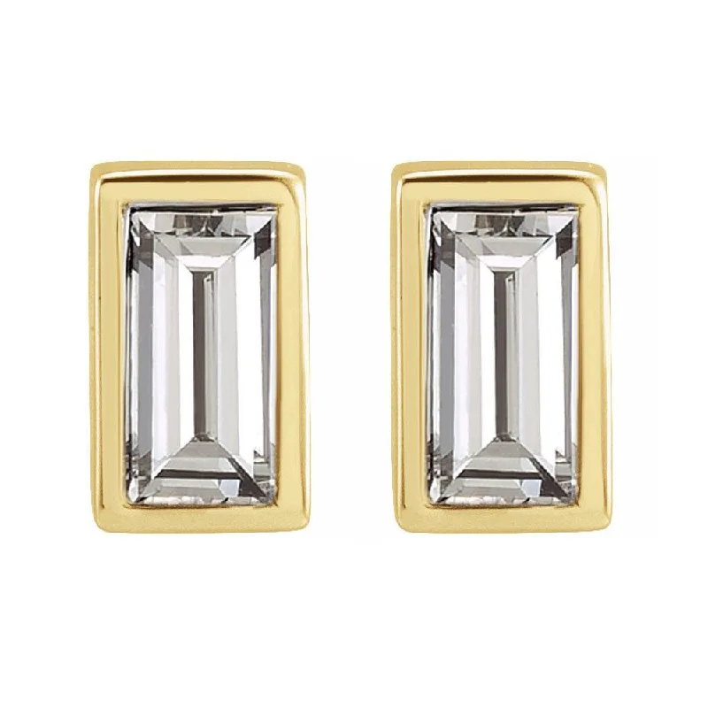 Unique Gold Earrings-14K Yellow Gold Diamond Baguette (SI2-SI3, G-H) Post Earrings