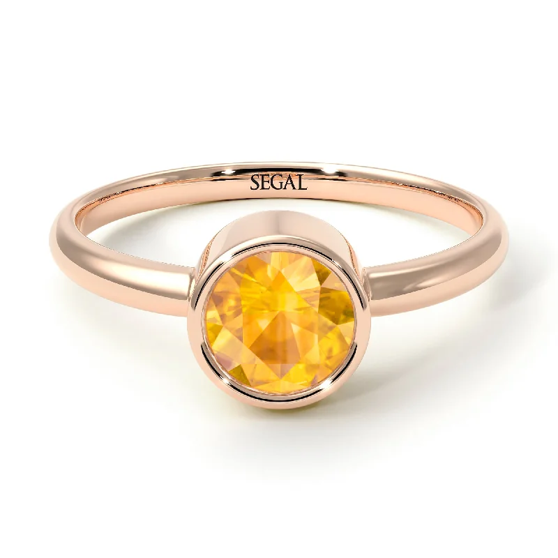 Engagement Rings with Colored Stones-Solitaire Bezel Yellow Diamond Ring - Emerson No. 1002