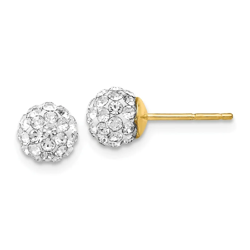 Statement Earrings for Weddings-6mm Crystal Ball Earrings with a 14k Yellow Gold Post