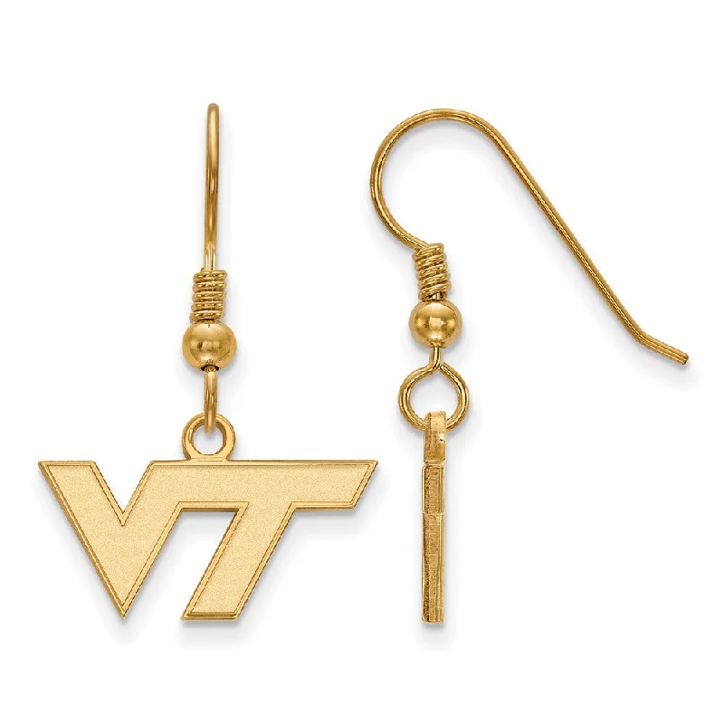 Handmade Gemstone Earrings-14k Gold Plated Silver Virginia Tech XS (Tiny) Dangle Earrings