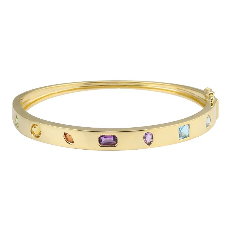 Colorful Bangle Sets-Multishape Rainbow Color Stone Bangle