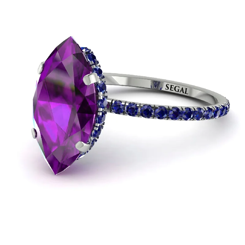 Men’s Wedding Rings-Hidden Halo Marquise Amethyst Engagement Ring - Journey No. 315