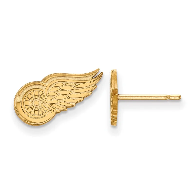 Stylish Earrings for Brides-SS 14k Yellow Gold Plated NHL Detroit Red Wings XS Post Earrings