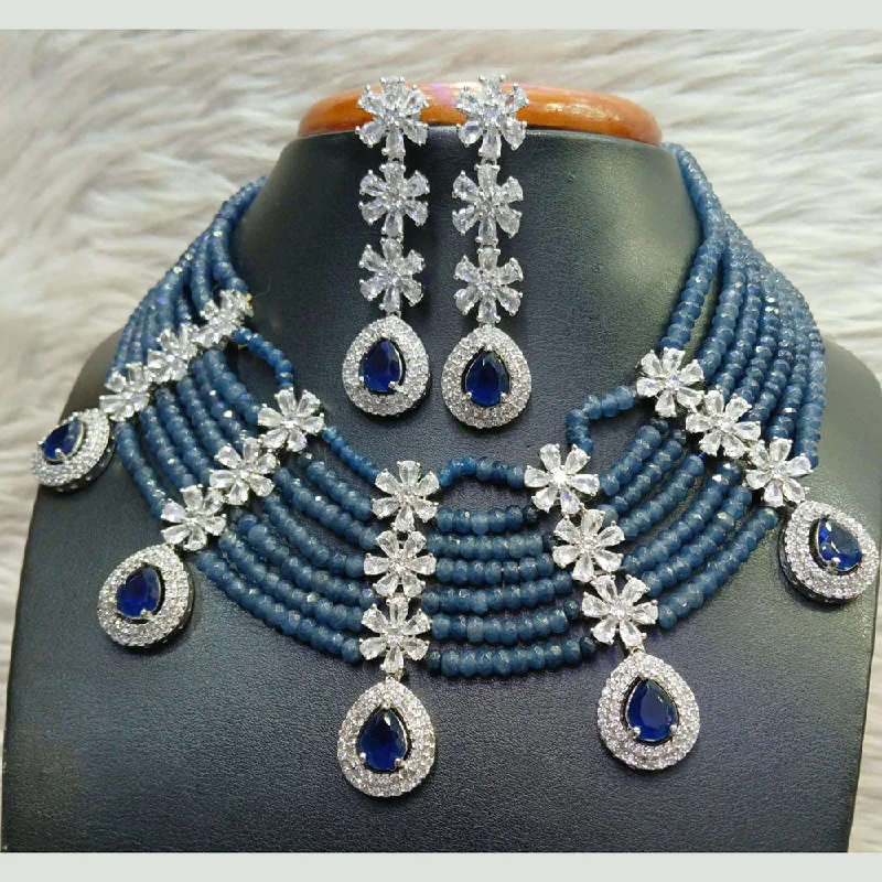 Beautiful Vintage Necklaces-Jain Jewellers Silver Plated AD Necklace Set