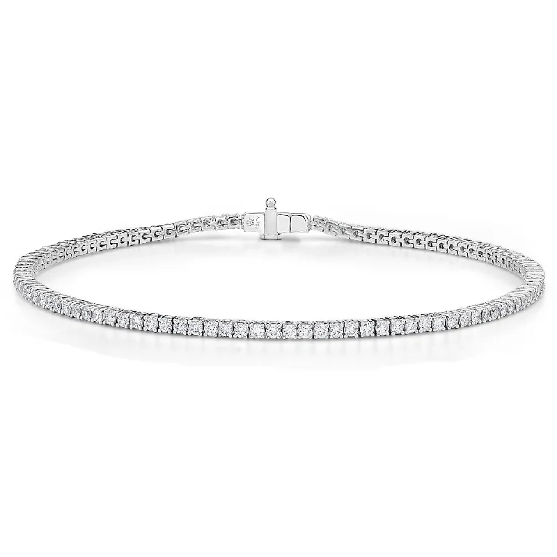 Fashionable Bangles and Bracelets-Memoire 18k White Gold 4-Prong Classic Tennis Bracelet