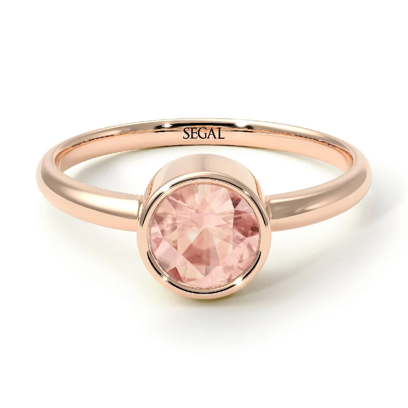 Unique Wedding Rings-Solitaire Bezel Morganite Ring - Emerson No. 902