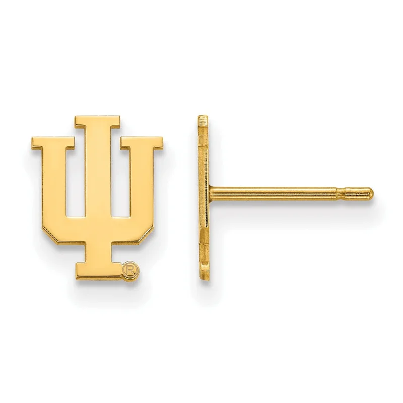 Wedding Earrings-14k Gold Plated Silver Indiana Univ. XS (Tiny) Post Earrings