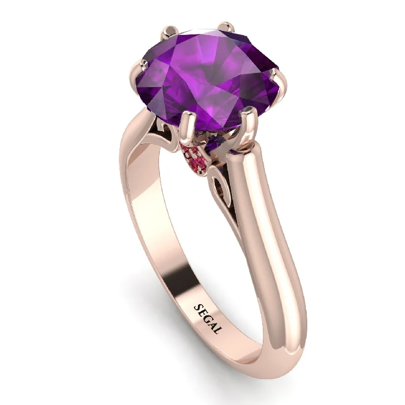 Classic Gold Rings-3ct Amethyst Engagement Ring - June No. 311