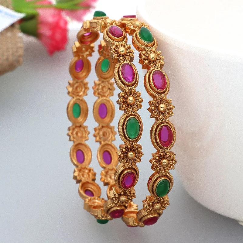 Traditional Indian Wedding Bangles-Designer Matt Kempu Bangles ZBGL10774