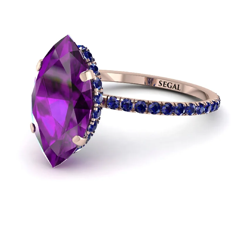 Unique Engagement Rings-Hidden Halo Marquise Amethyst Engagement Ring - Journey No. 314