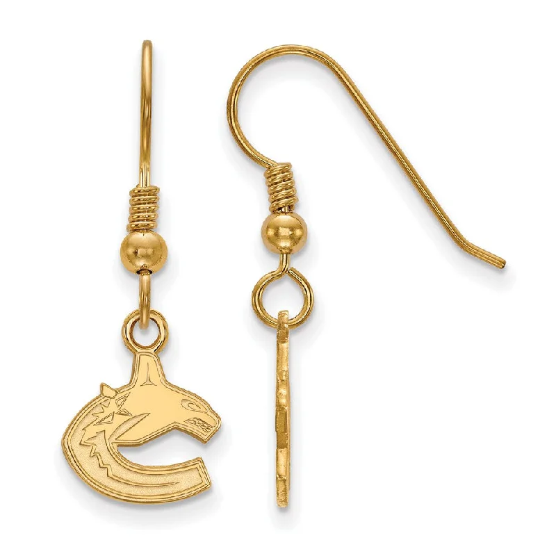 Artistic Hoop Earrings-SS 14k Yellow Gold Plated NHL Vancouver Canucks XS Dangle Earrings