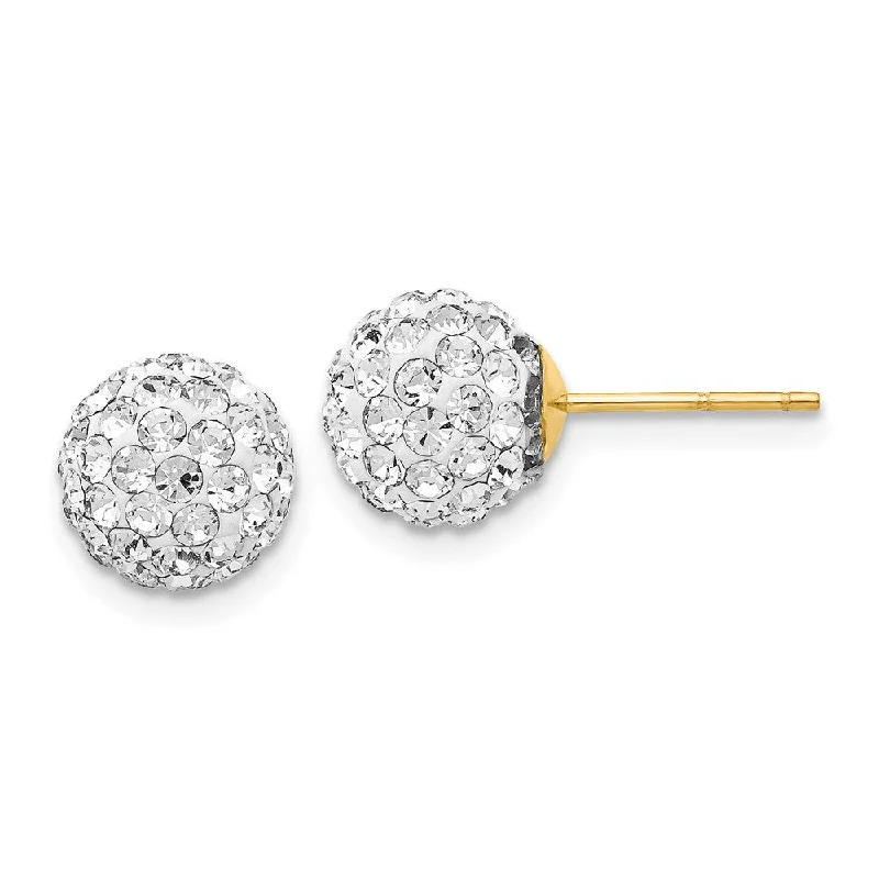 Sparkling Hoop Earrings-8mm Crystal Ball Earrings with a 14k Yellow Gold Post