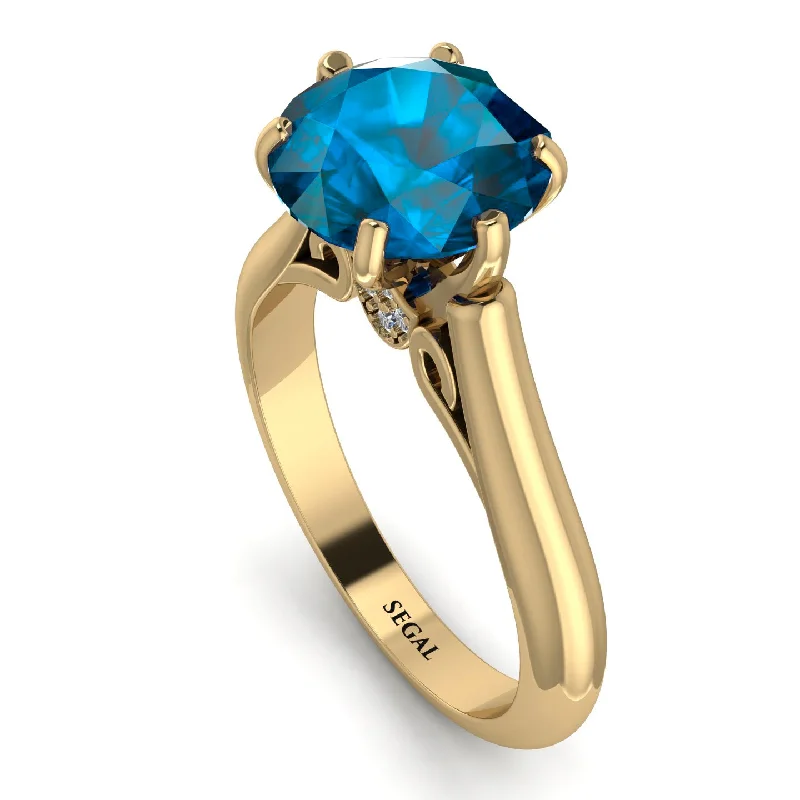 Custom Name Rings-3ct Blue Topaz Engagement Ring - June No. 501