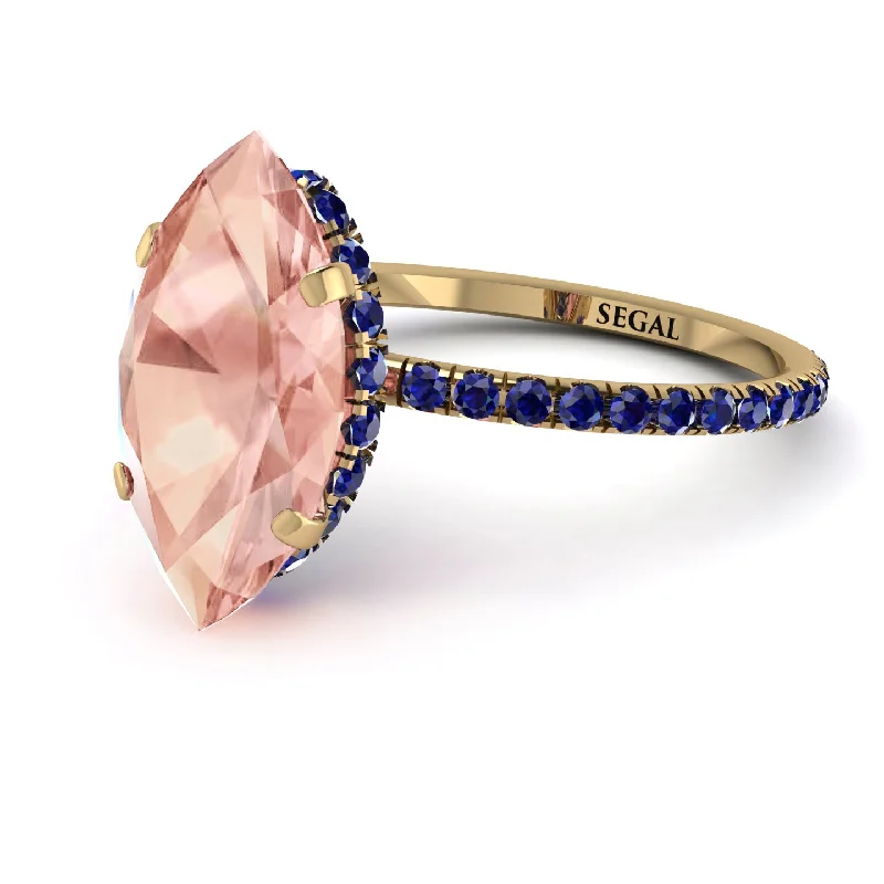 Modern Engagement Rings-Hidden Halo Marquise Morganite Engagement Ring - Journey No. 913