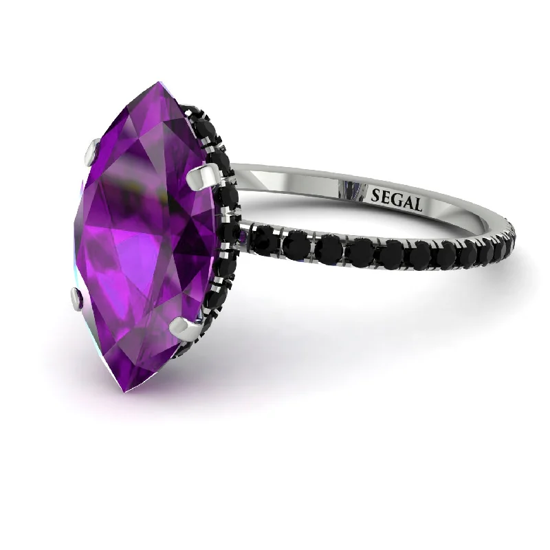 Simple Engagement Rings-Hidden Halo Marquise Amethyst Engagement Ring - Journey No. 309