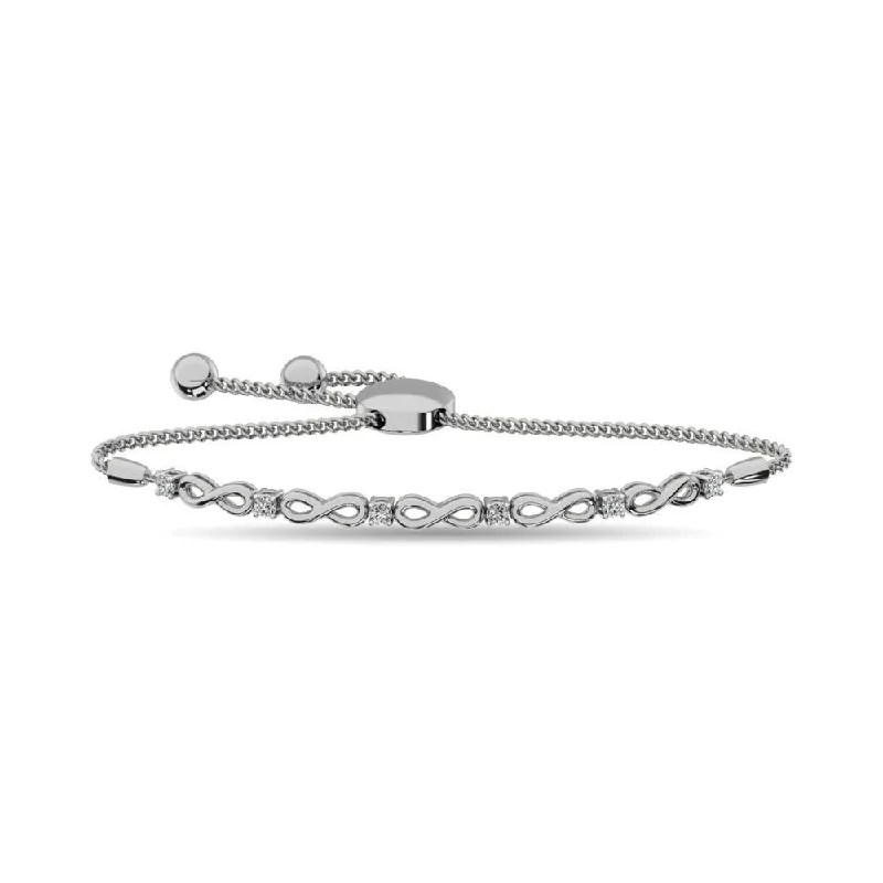 Personalized Wedding Bracelets-Diamond Infinity Bracelet 1/50 ct tw in Sterling Silver