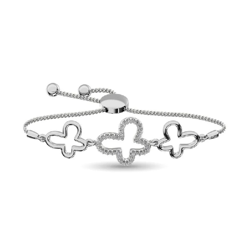 Fashionable Cuff Bracelets-Diamond 1/8 ct tw Bracelet in Sterling Silver