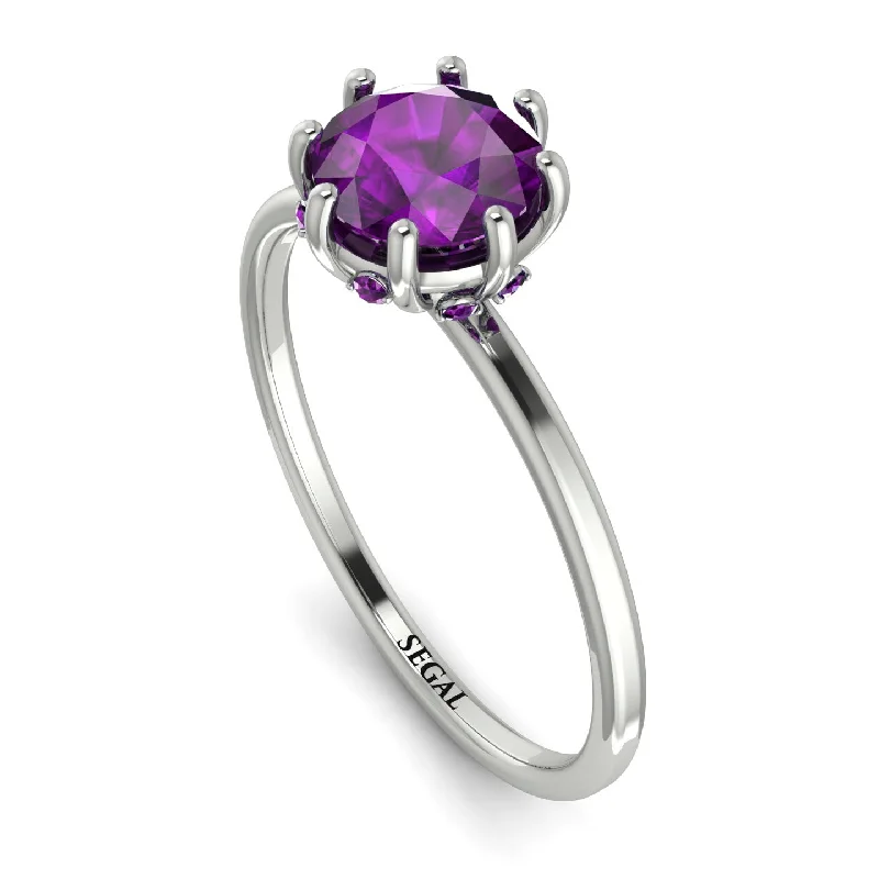 Modern Gemstone Rings-Classic Amethyst Ring With Hidden Stones - Elliana No. 303