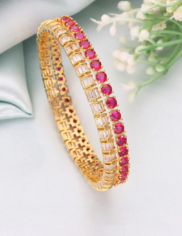 Customizable Wedding Bangles-Designer Zircon Gold Plated Bangles ZBGL11010