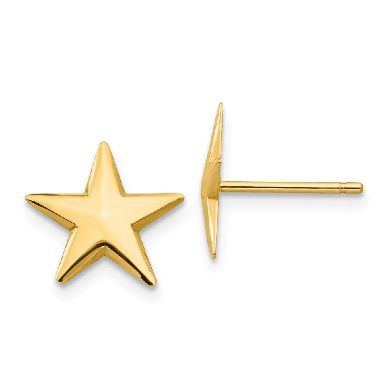 Minimalist Earrings-11mm Nautical Star Post Earrings in 14k Yellow Gold